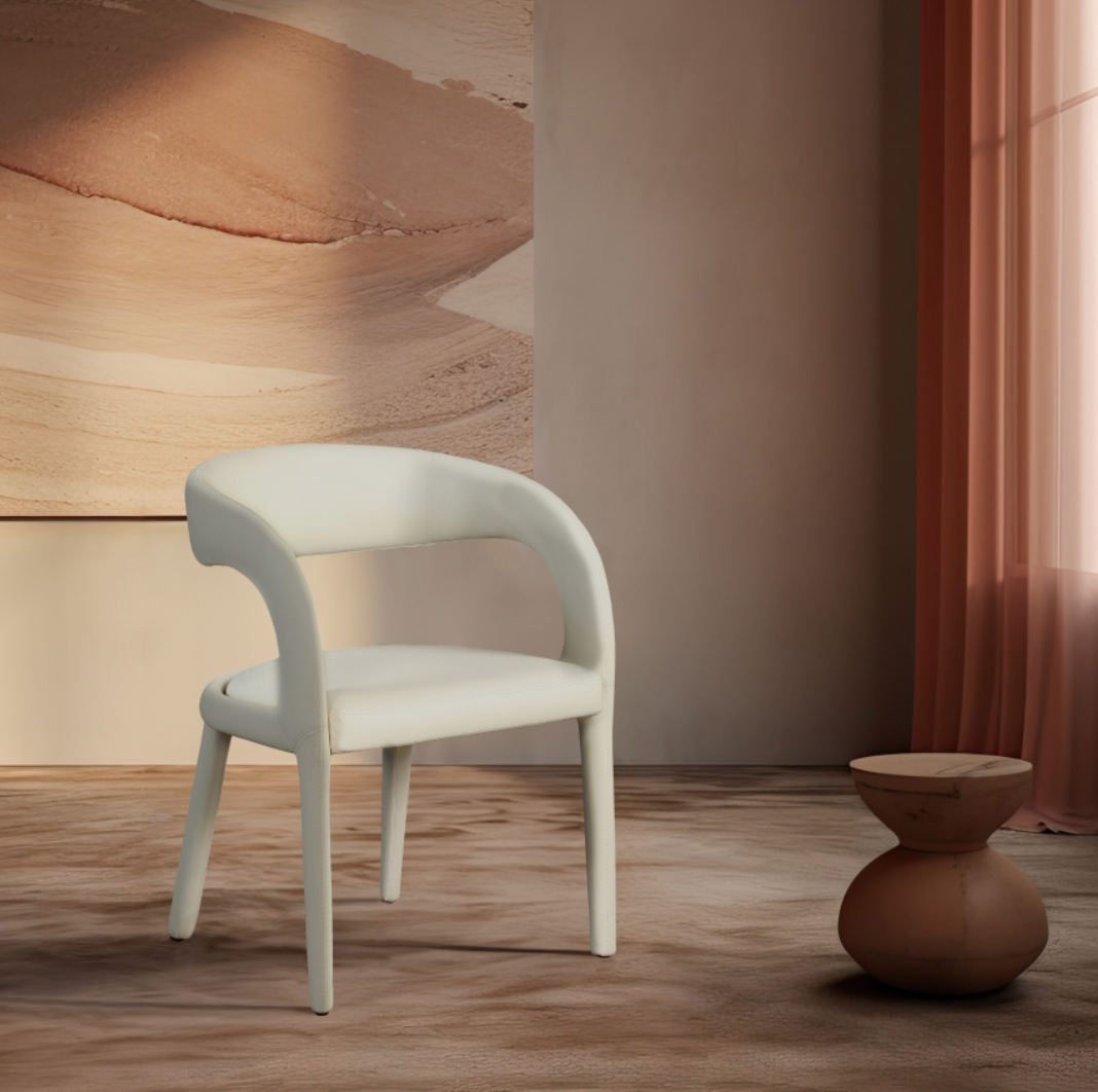 Vegan leather cream modern accent chair 🐚