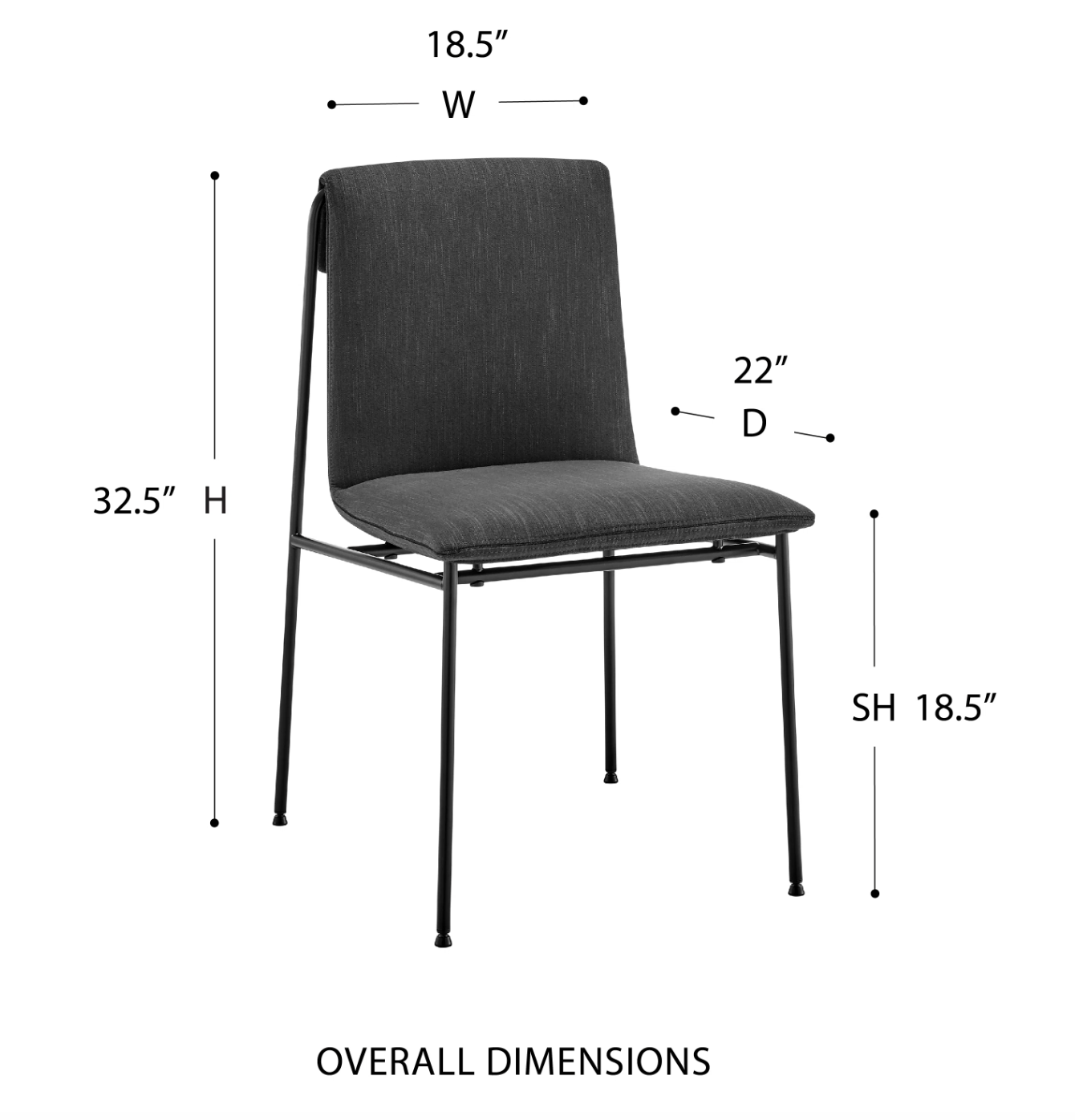 2 dark grey upholstered minimalist chairs ☕