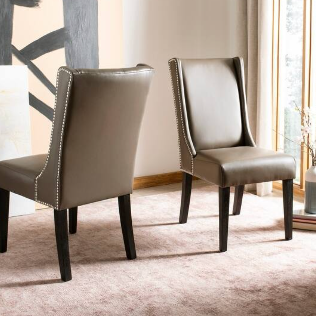 4 vegan leather dining chairs in espresso w/ nailhead trim 🍽️