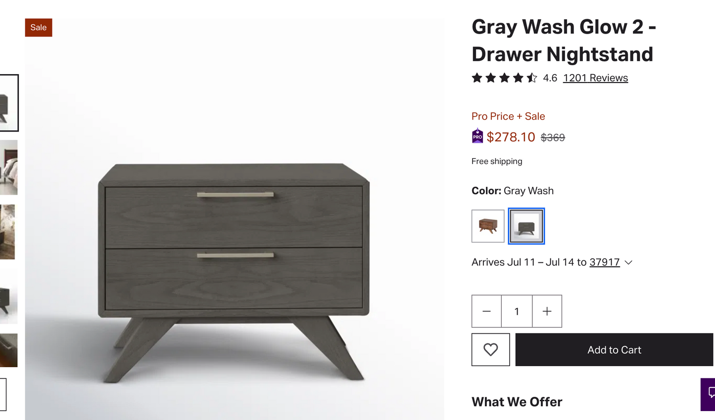 Modern 2-drawer grey nightstand 🩶