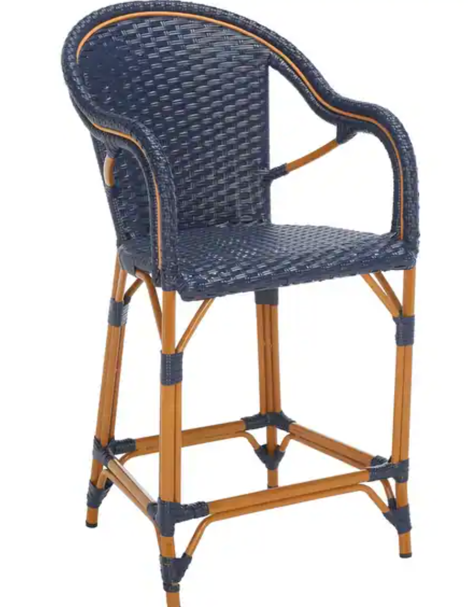 Navy blue indoor/outdoor bistro counterheight barstool w/ arms 🍹