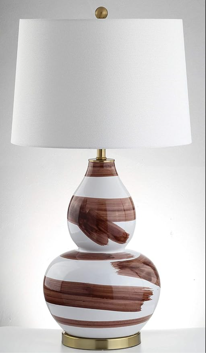 Abstract brown & gold brushstroke 33" table lamp 🤎 💡