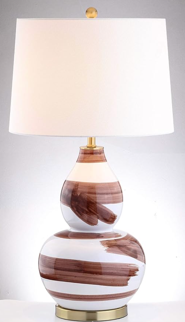 Abstract brown & gold brushstroke 33" table lamp 🤎 💡