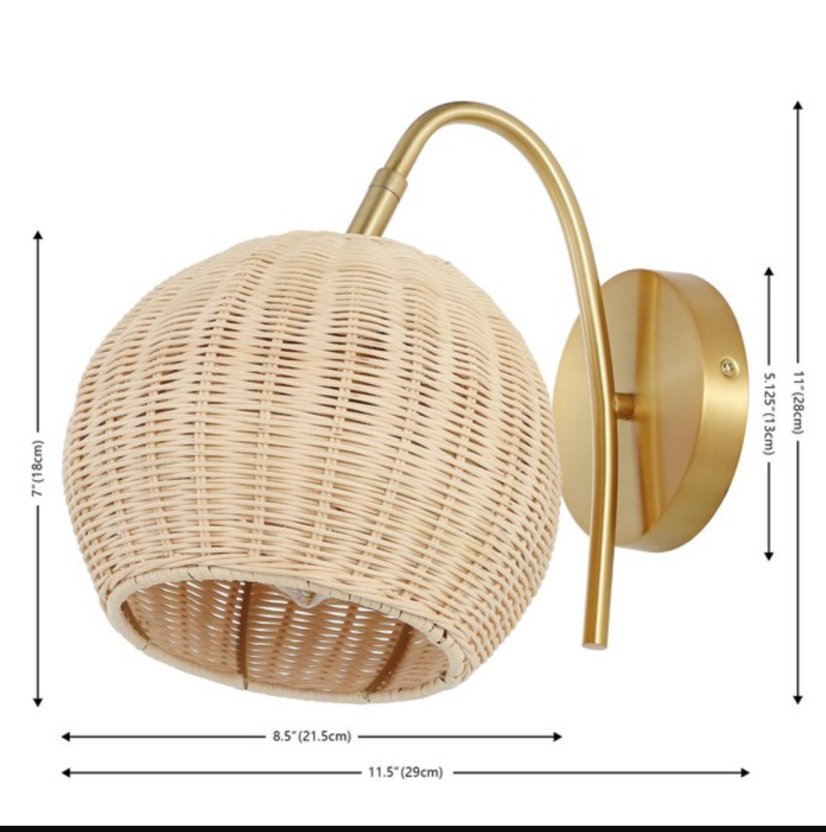Natural rattan & brass set of 2 wall sconces 🌵