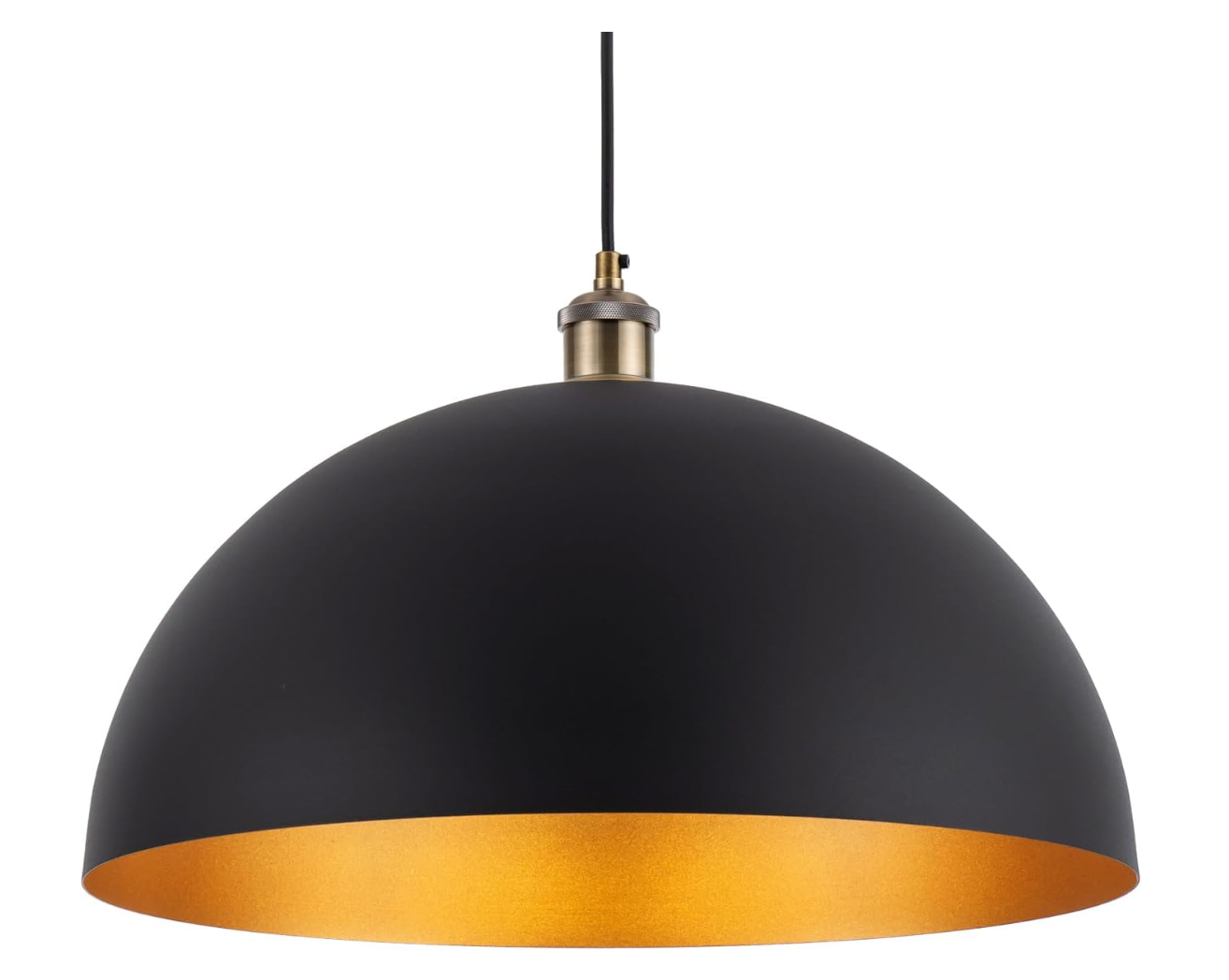 Industrial dome pendant light w/ black & gold finish 💡