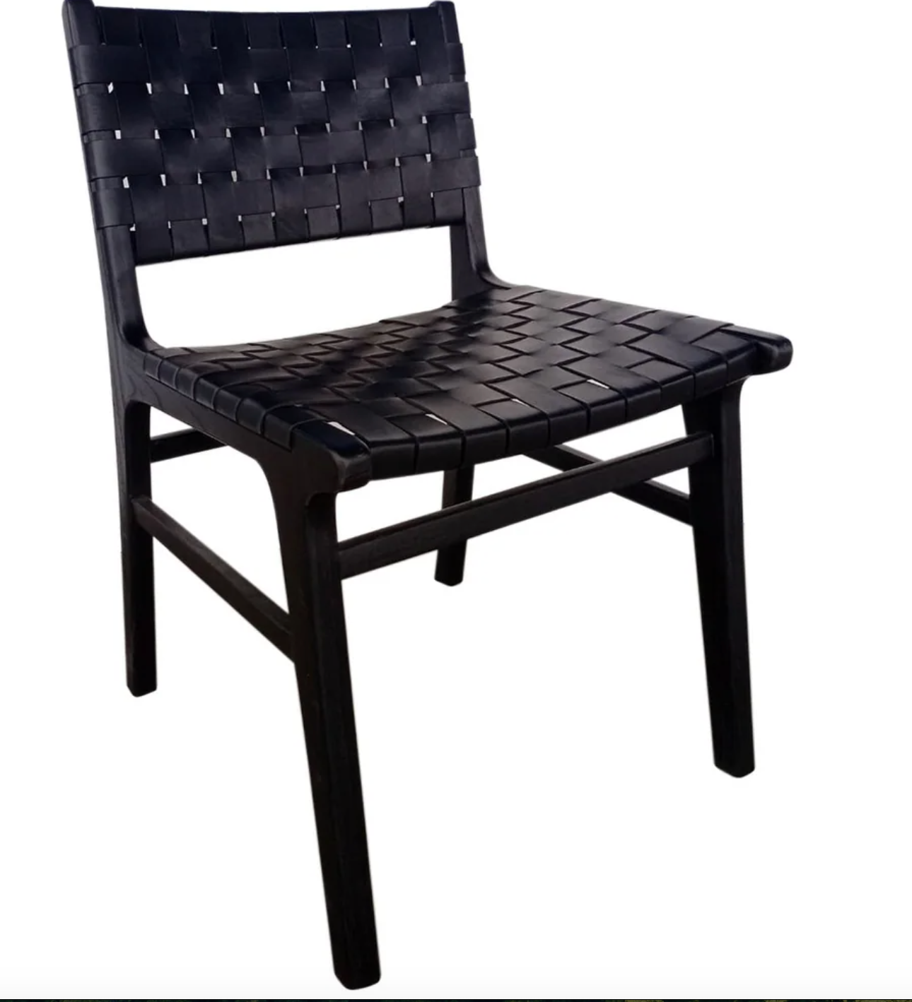 2 black & leather wood farmhouse dining / accent chairs 🖤