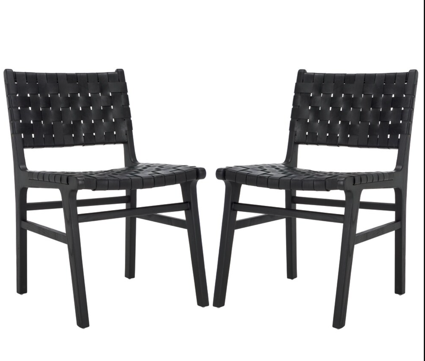 2 black & leather wood farmhouse dining / accent chairs 🖤