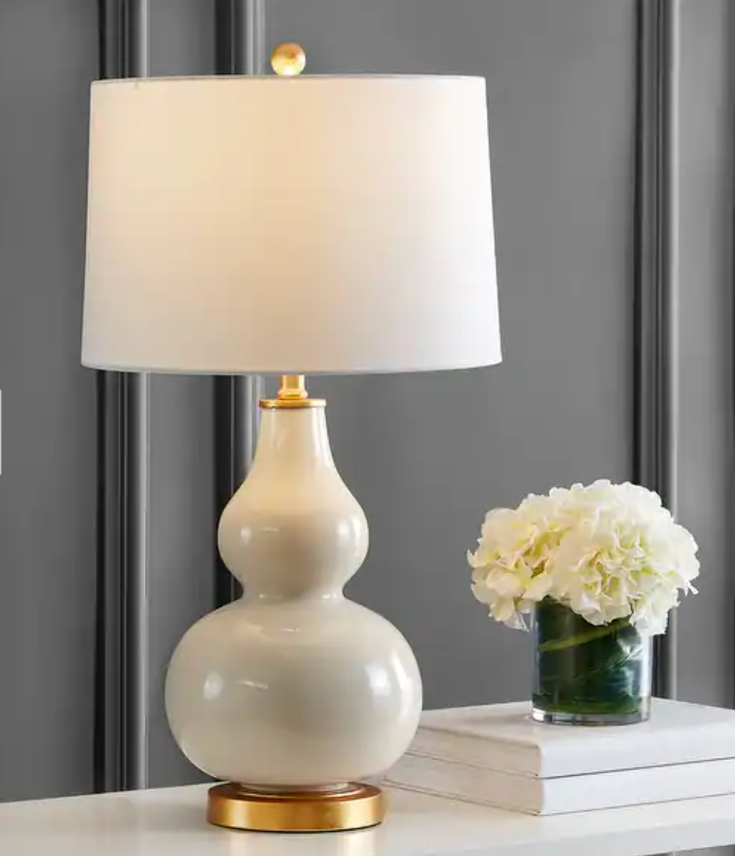 Cream/gold leaf gourd table lamp 💡
