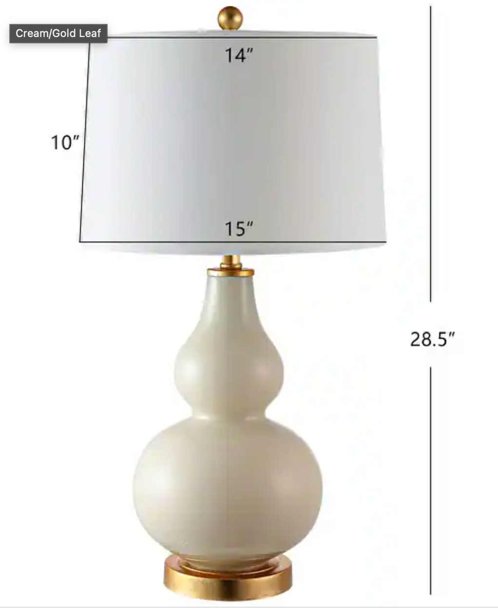 Cream/gold leaf gourd table lamp 💡