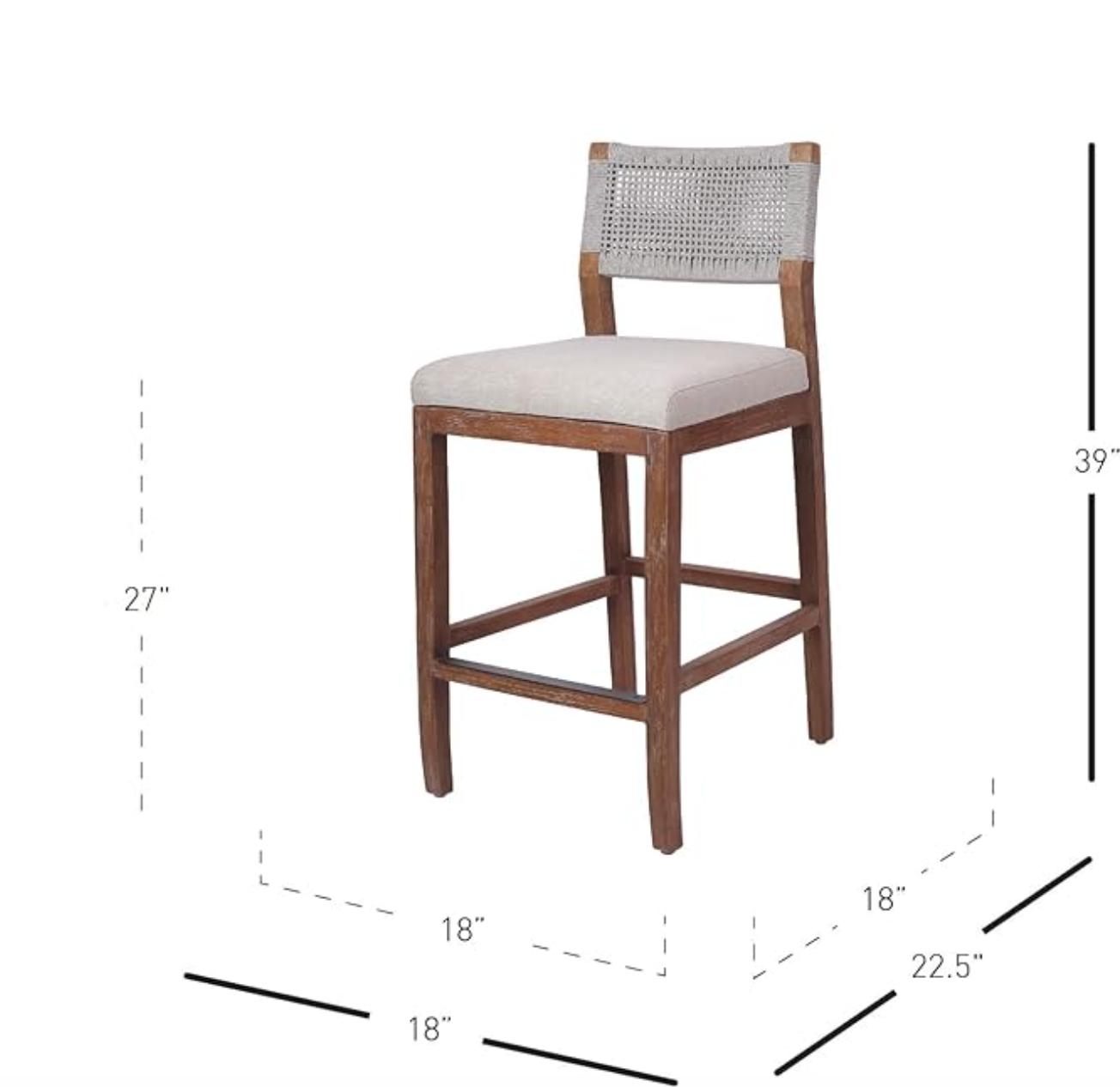 Rope counterheight stool w/ mahogany legs π₯