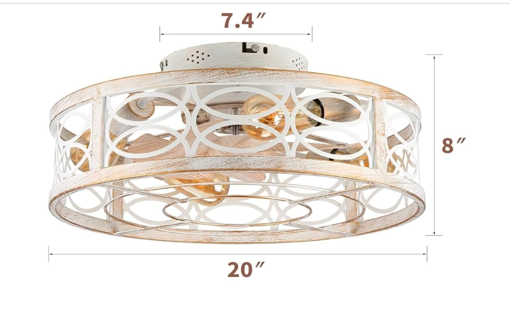 Farmhouse bladeless 20" caged ceiling fan (6 speed reversible) 💡