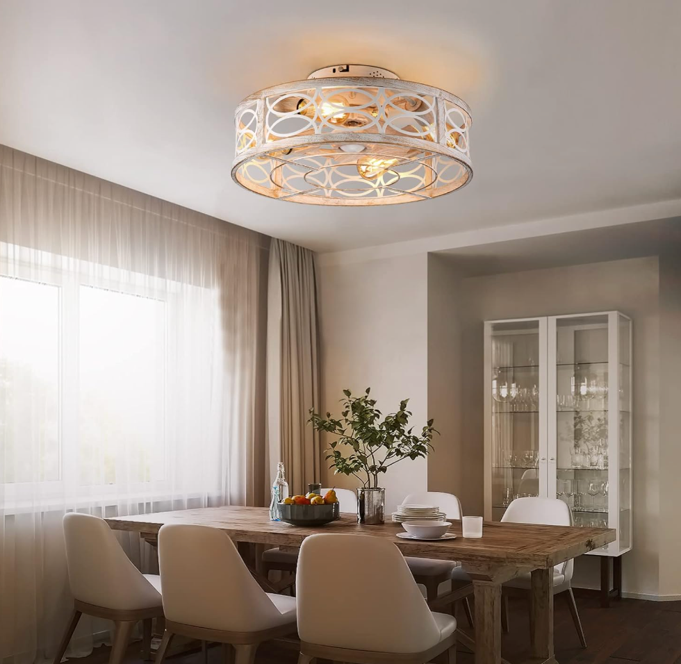 Farmhouse bladeless 20" caged ceiling fan (6 speed reversible) 💡