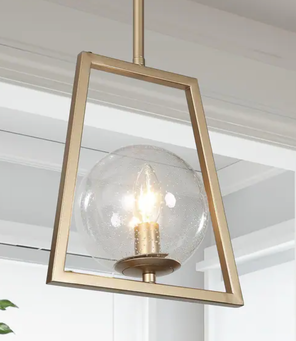 Modern farmhouse 1-light bronze abstract geometric dimmable pendant light 💡