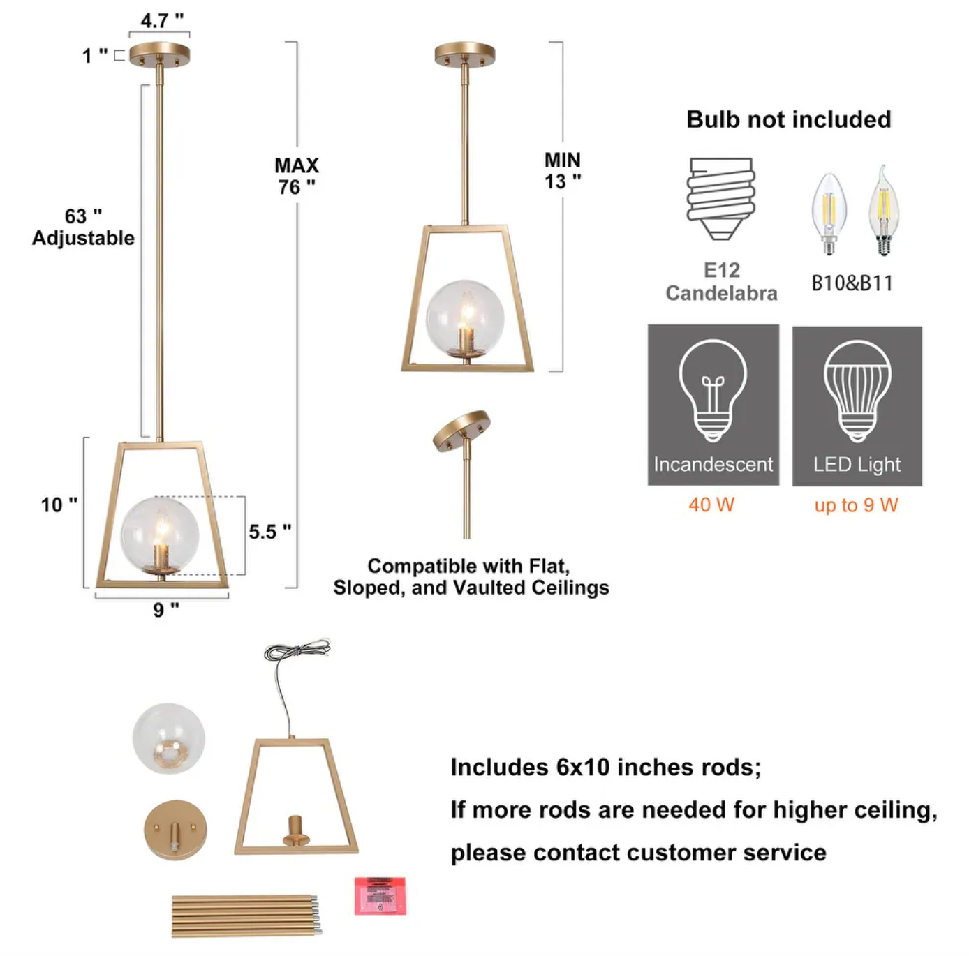 Modern farmhouse 1-light bronze abstract geometric dimmable pendant light 💡