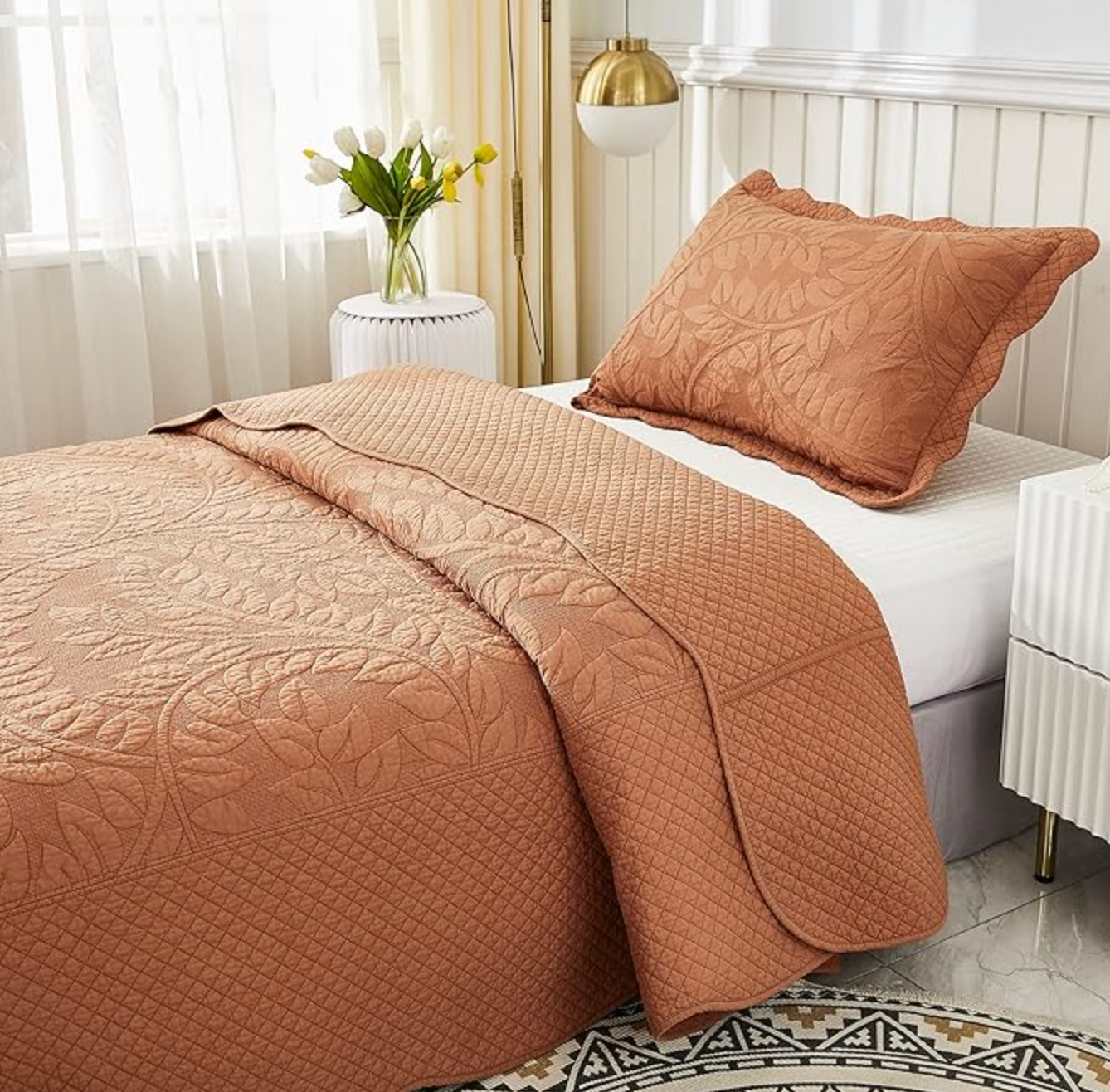 3-piece 100% cotton orange oversized lightweight twin bedspread 🧡