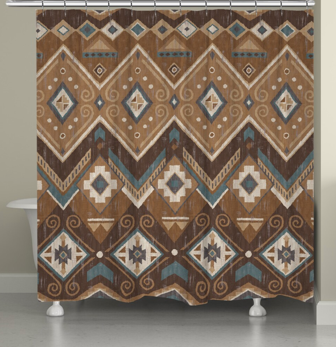Aztec brown shower curtain 🚿