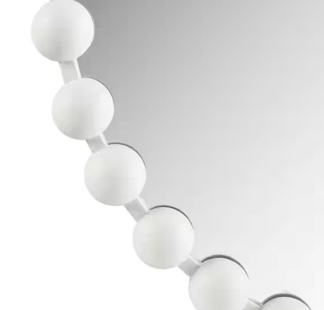 White 36" round beaded wall mirror π€