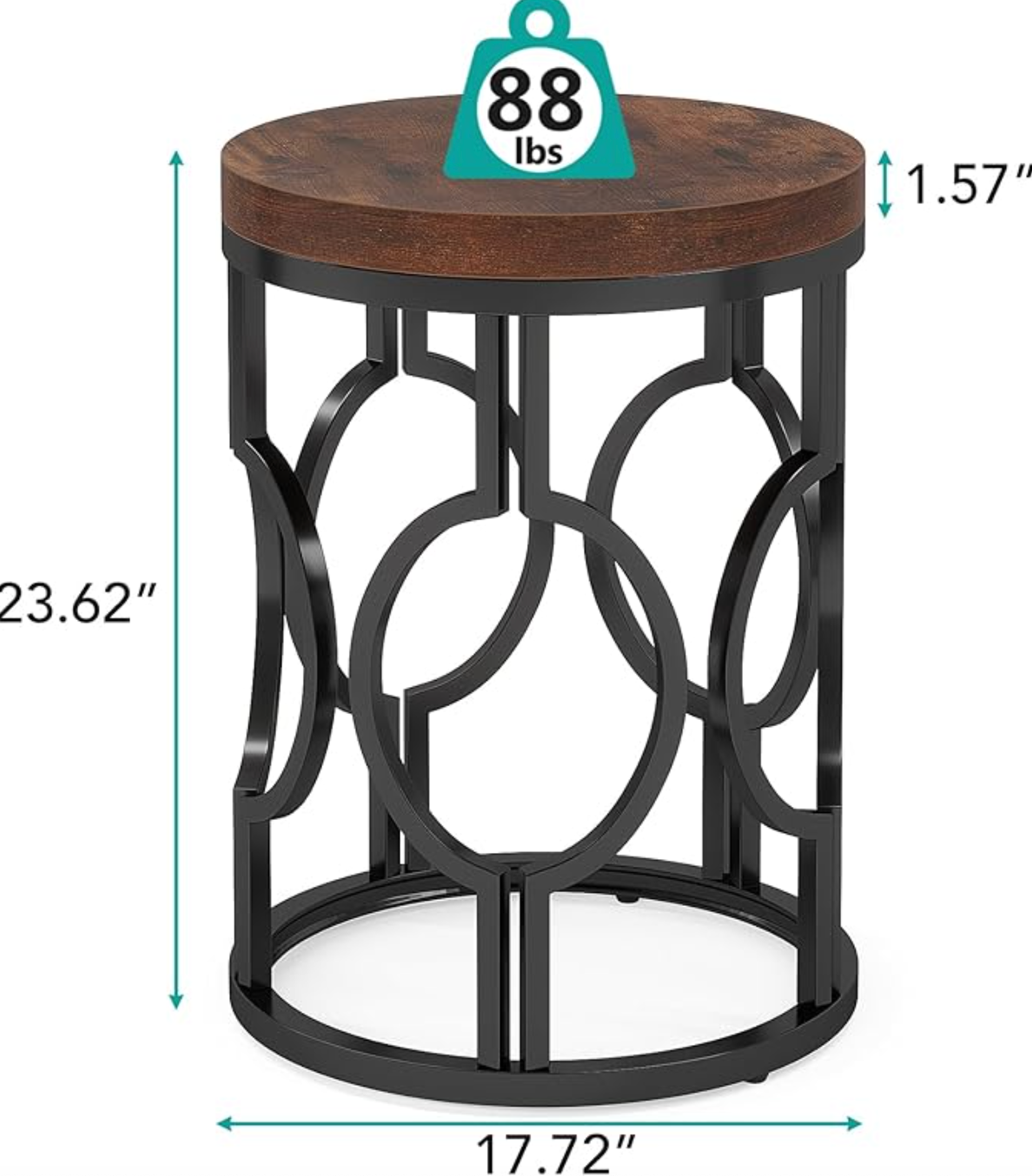 Industrial rustic brown & black metal round end table ☕