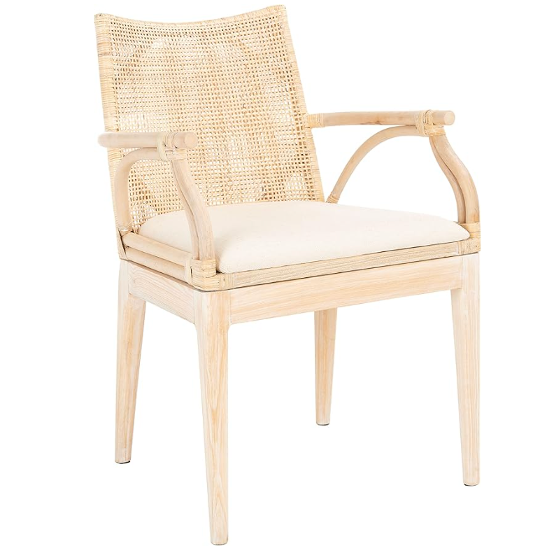 Natural rattan & white cushion accent chair π»