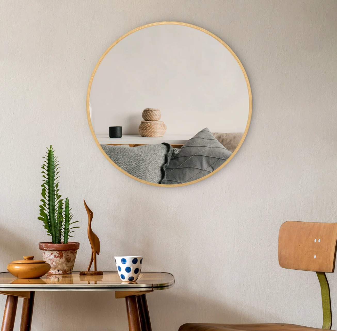 Modern 36" round gold framed mirror ✨
