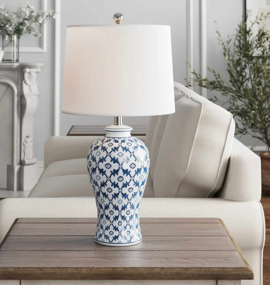 White & blue 24.5" Kelly Clarkson table lamp 💡