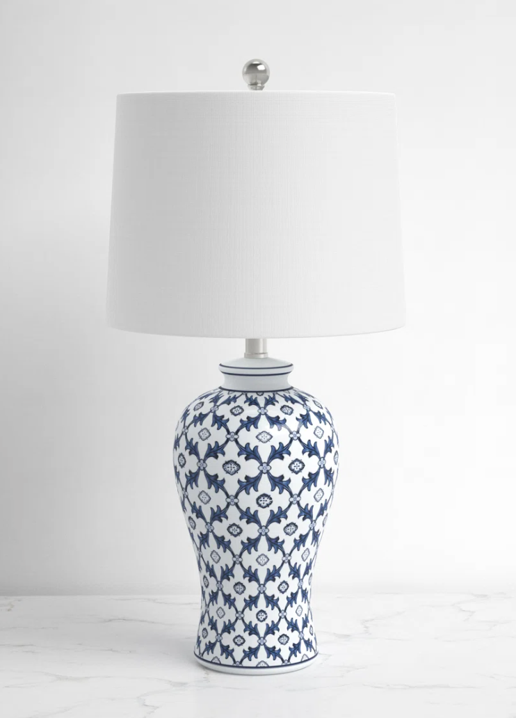White & blue 24.5" Kelly Clarkson table lamp 💡