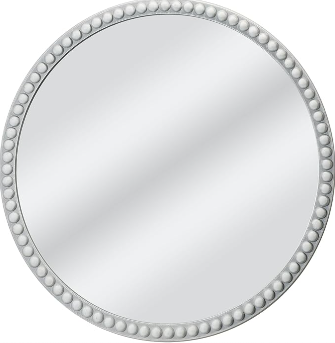 White beaded frame 30" diameter mirror 🤍