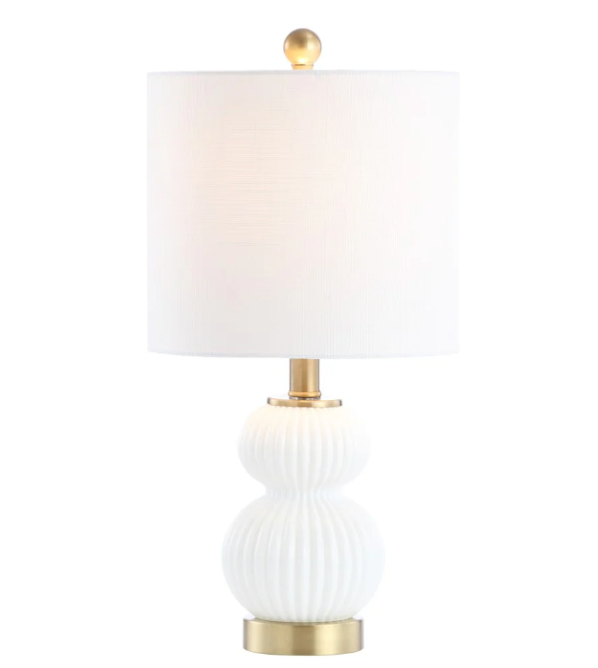 Ribbed white metal/glass 20" LED Table Lamp 🤍💡