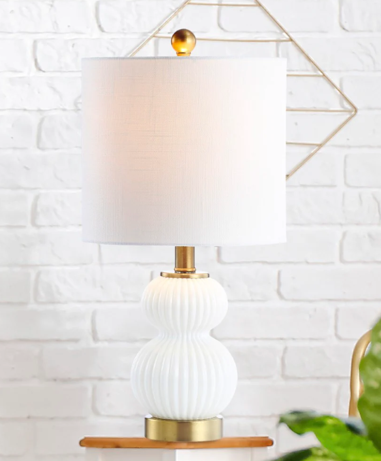 Ribbed white metal/glass 20" LED Table Lamp 🤍💡