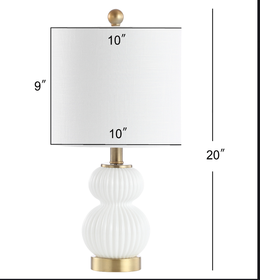 Ribbed white metal/glass 20" LED Table Lamp 🤍💡
