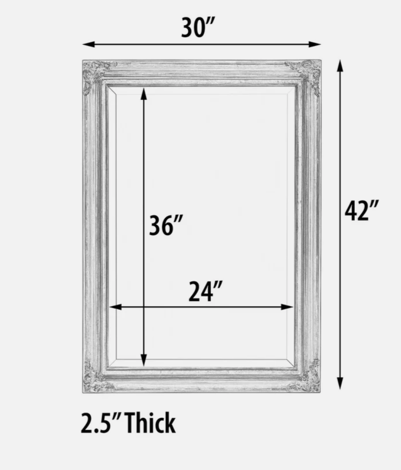 Mini 24x36 grand Victorian silver mirror 🩶
