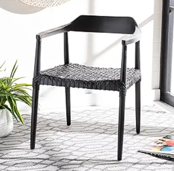 Black wood & woven leather Sungkai accent chair 🖤