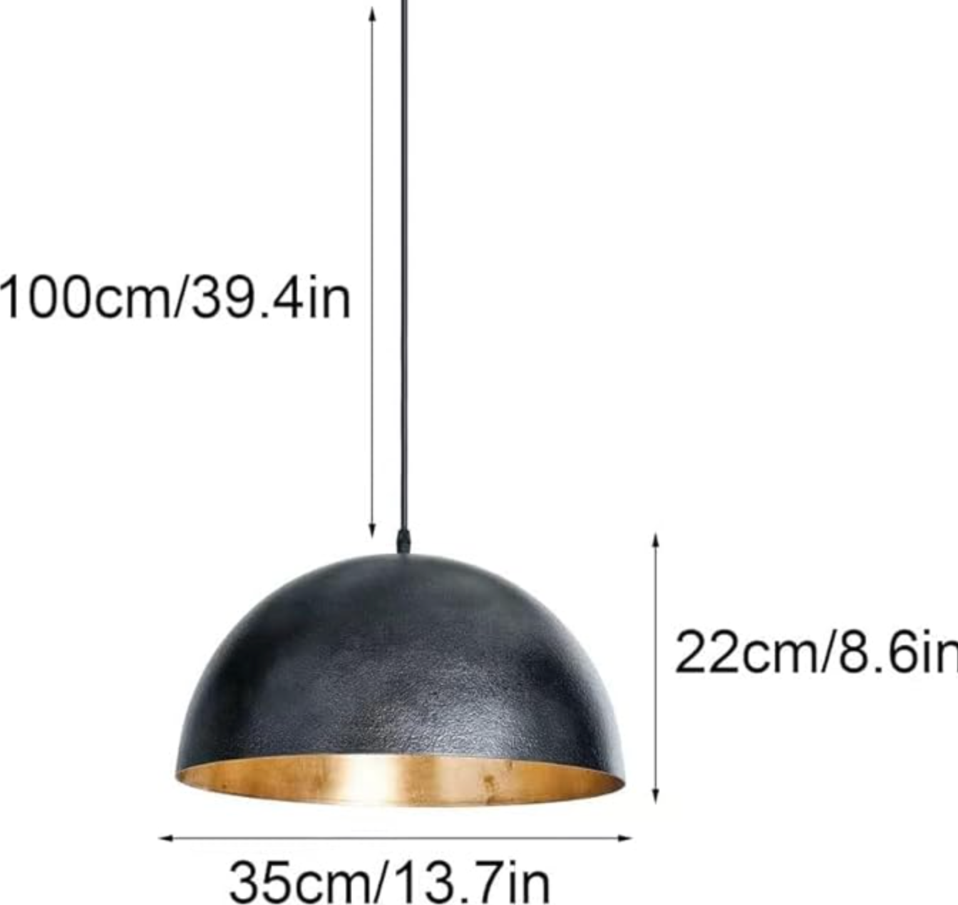 Black modern minimalist industrial iron metal hanging dome pendant 🖤