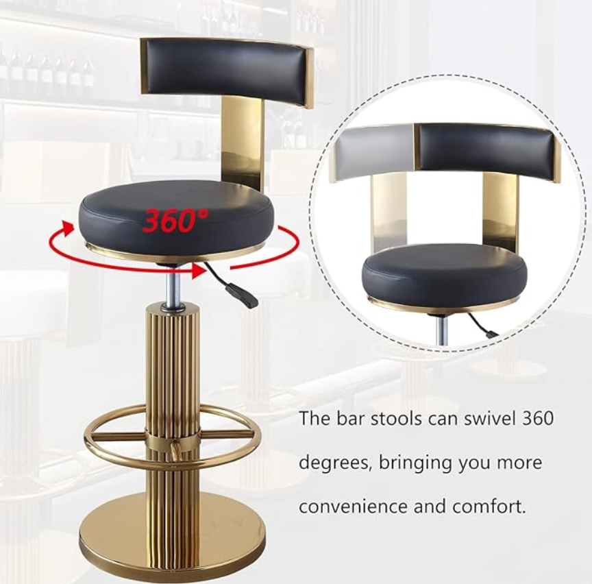 Swivel black & gold adjustable modern barstool β¨π€π₯