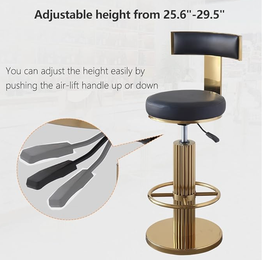 Swivel black & gold adjustable modern barstool β¨π€π₯