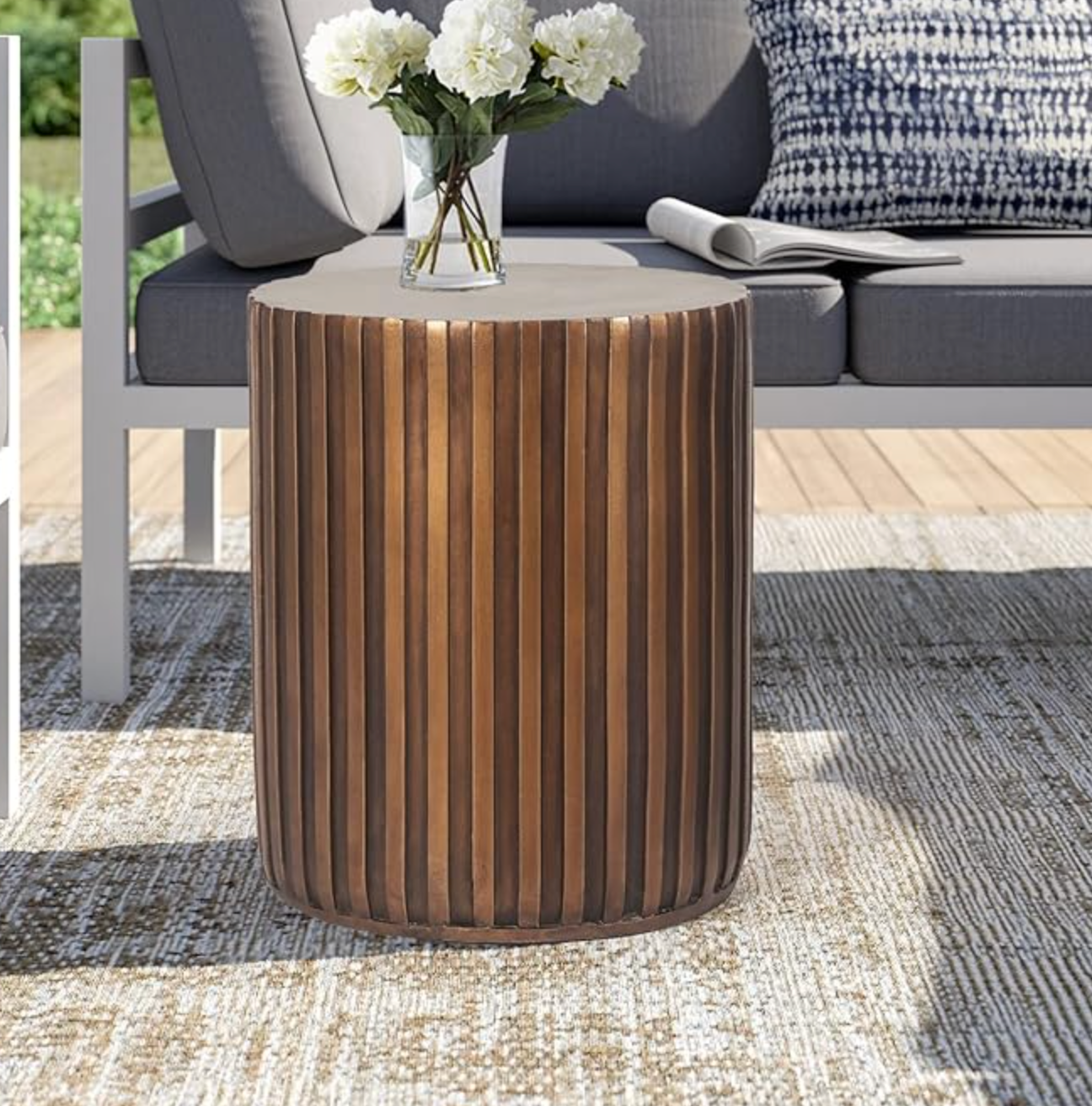 Weathered copper & concrete accent table 🪴