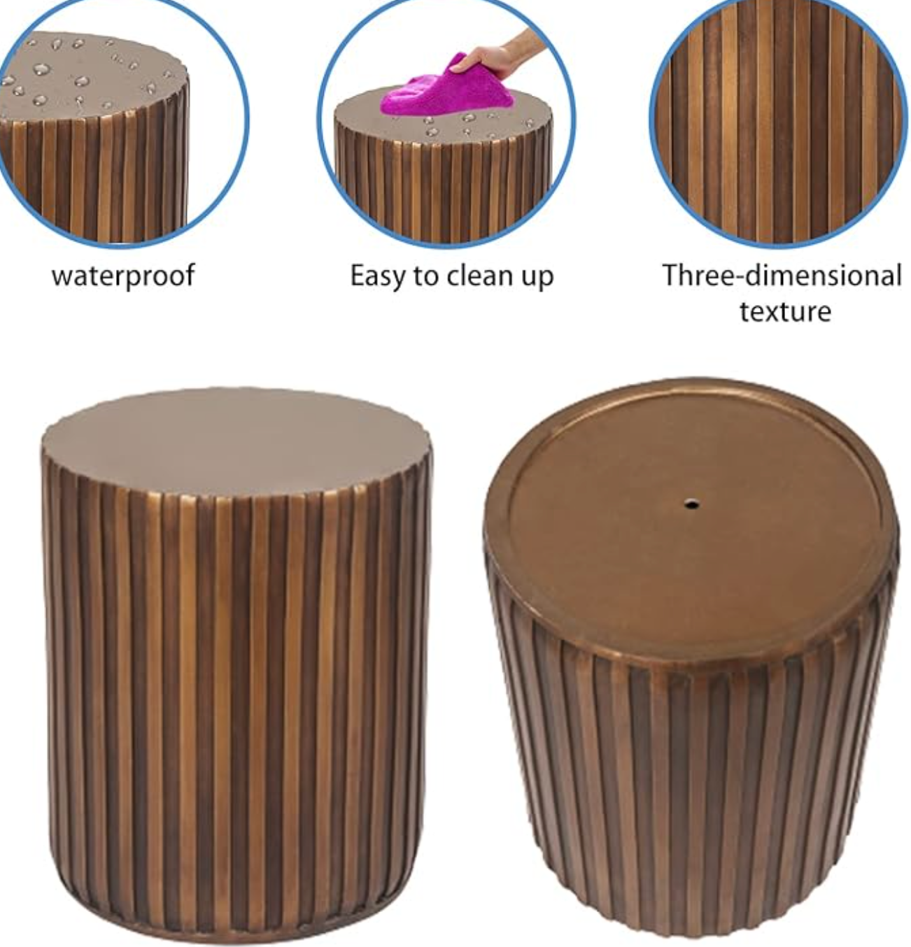 Weathered copper & concrete accent table 🪴