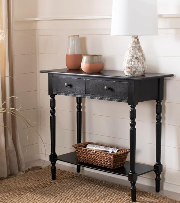 Distressed black 13x40x32 console table π€