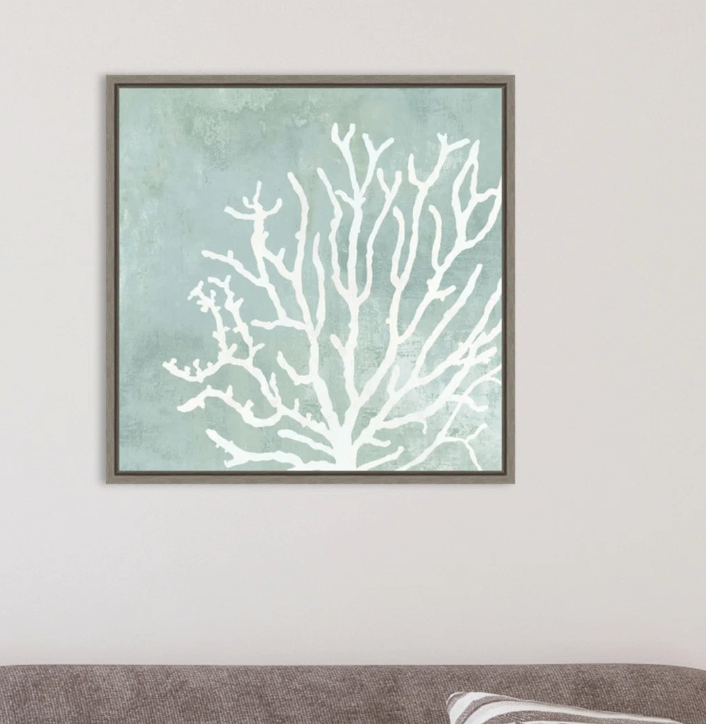 Sea coral 16x16 canvas, framed in grey 🌊