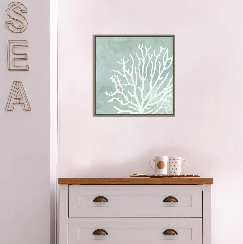 Sea coral 16x16 canvas, framed in grey 🌊