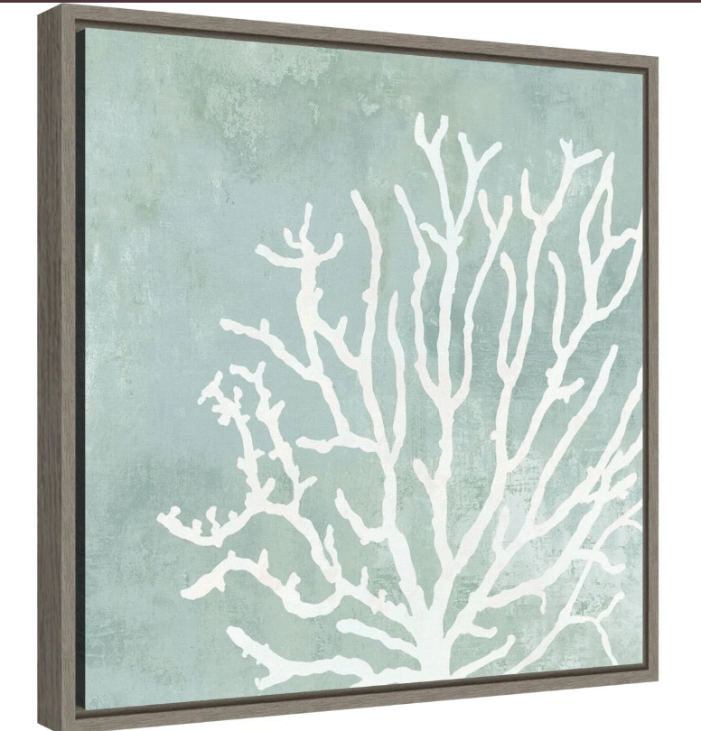 Sea coral 16x16 canvas, framed in grey 🌊