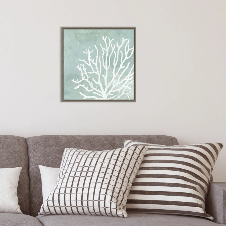 Sea coral 16x16 canvas, framed in grey 🌊
