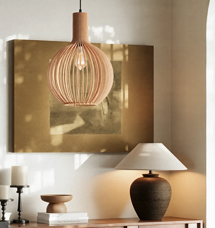 Wood 18.5" 1-light natural ceiling pendant 🌻
