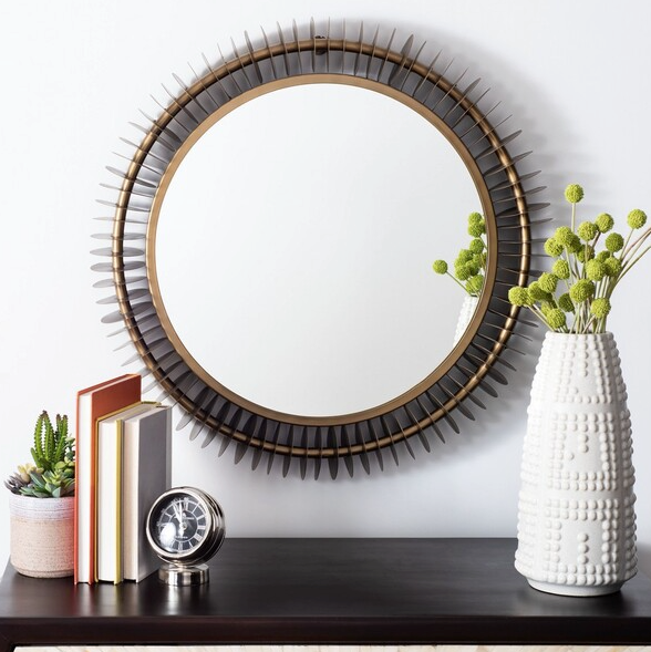 Radiant rings 30 in. round antique brass mirror 🪞