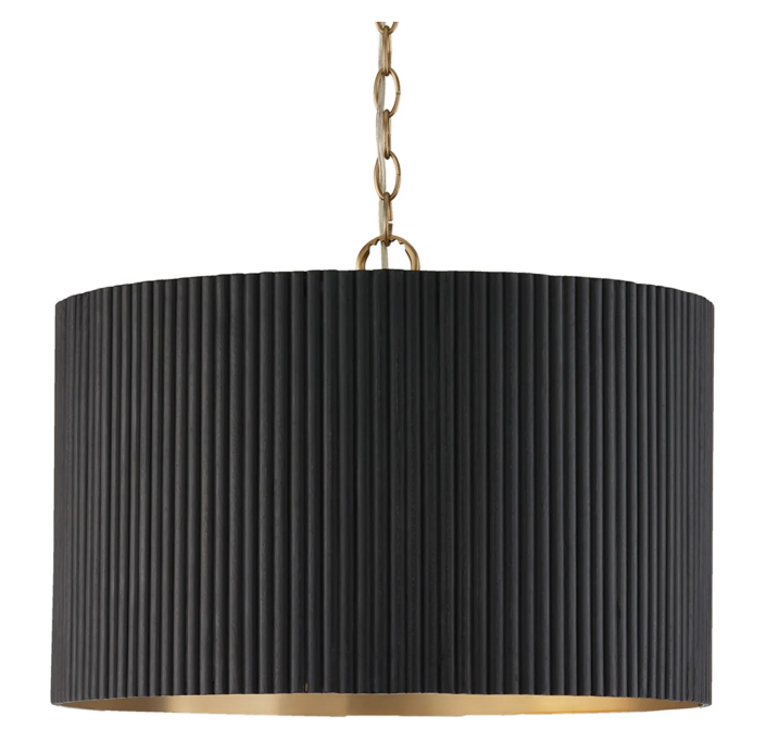 3 Light 20" wide pendant light w/ mango wood shade 🖤