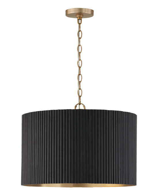 3 Light 20" wide pendant light w/ mango wood shade 🖤