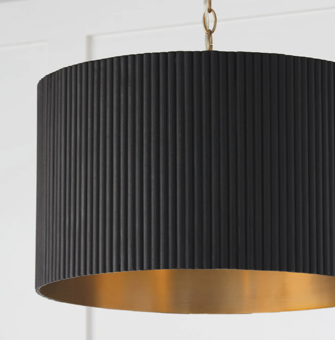 3 Light 20" wide pendant light w/ mango wood shade 🖤
