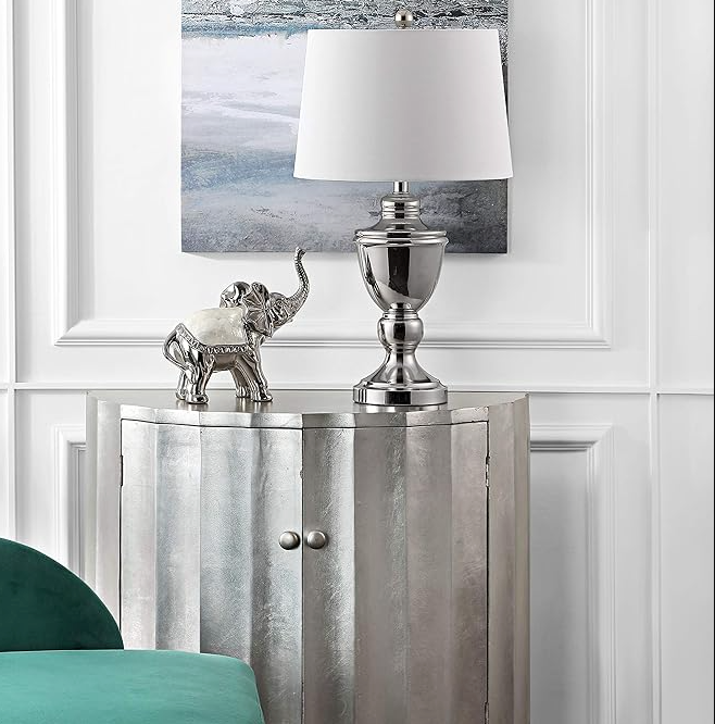 Modern contemporary polished nickel 27-inch table lamp 💡