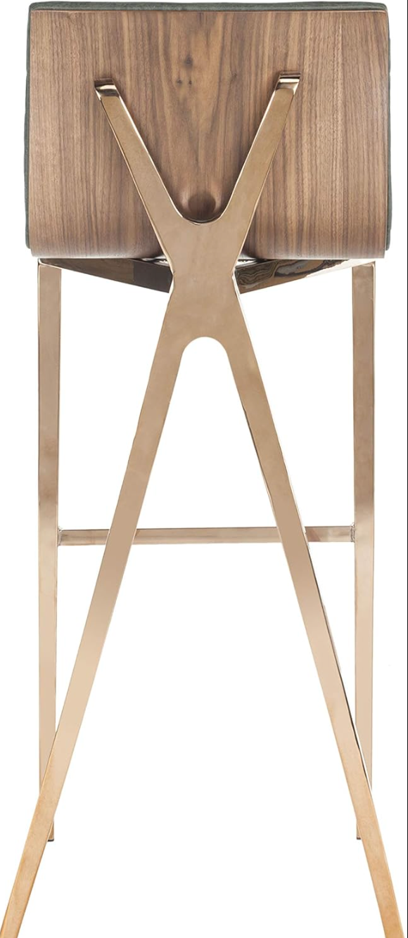 Modern green faux leather barstool w/ gold legs 💫