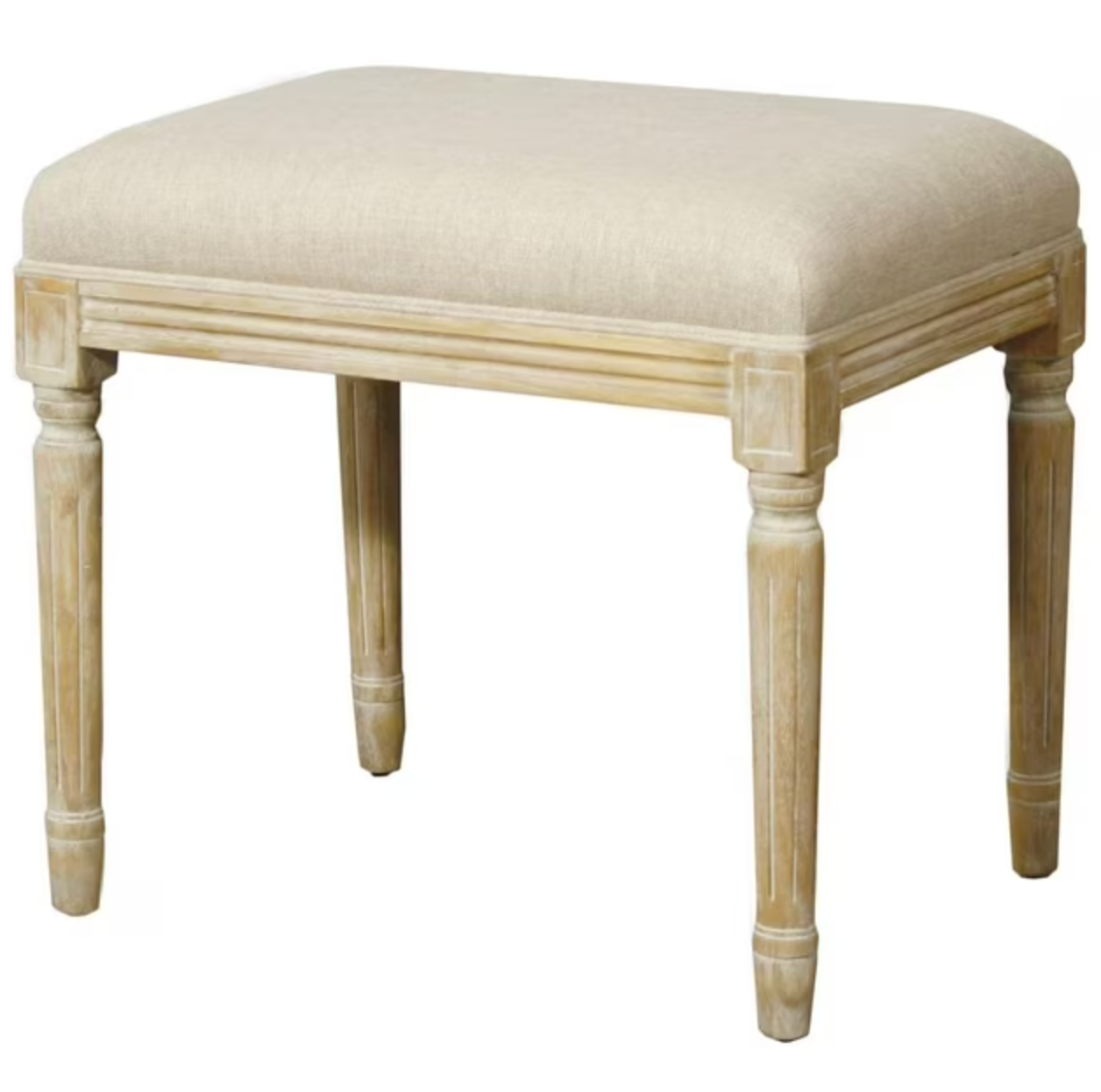 Flax cushion & rubberwood 21x15x19 ottoman 🪴